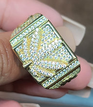Load image into Gallery viewer, 10k Yellow Gold Hemp Leaf Ring With CZs