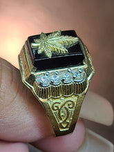 Load image into Gallery viewer, 10k Yellow Gold Ring With a Hemp Leaf Design and CZs