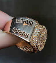 Load image into Gallery viewer, 10k Rose Gold Ring With Greek Designs and CZs