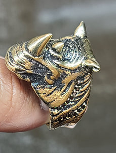 10k Yellow Gold Rhino Ring with CZs