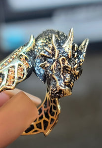 10k Yellow Gold Dragon Ring with CZs