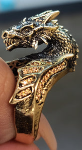 10k Yellow Gold Dragon Ring with CZs