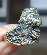 Load image into Gallery viewer, 10k Yellow Gold Gorilla Ring with CZs