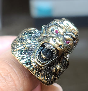 10k Yellow Gold Gorilla Ring with CZs