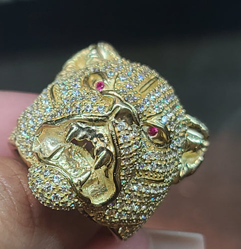 10k Yellow Gold Jaguar Ring with CZs