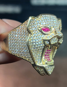 10k Yellow Gold Panther Ring with CZs