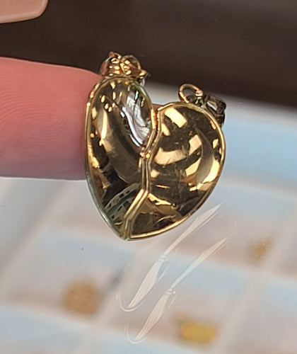 Yellow Gold Reflective Broken Heart Pendant