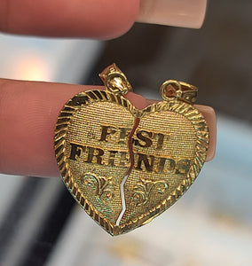 Yellow Gold Heart Pendant With The Words Best Friends