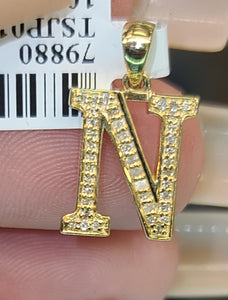 Yellow Gold Letter Pendant with diamonds