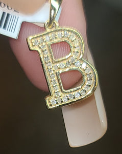 Yellow Gold Letter Pendant with diamonds