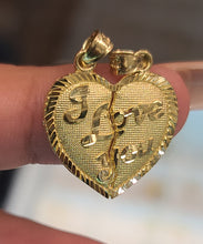 Load image into Gallery viewer, Yellow Gold Heart Pendant With The Words I Love You