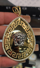 Load image into Gallery viewer, Yellow Gold Oval Pendant With Medusa Face and CZs