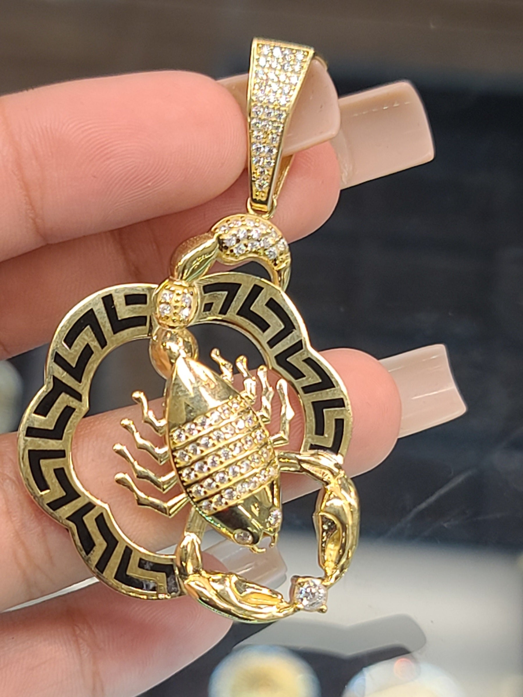 Yellow Gold Scorpion Pendant with CZs