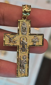 Yellow Gold Cross with Religious Figures