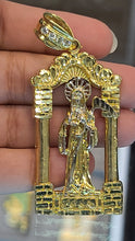 Load image into Gallery viewer, Yellow Gold Square Pendant with Santa Muerte
