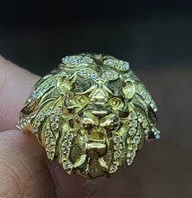 Load image into Gallery viewer, Yellow Gold Lion Ring With CZs