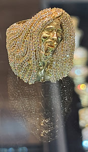 Yellow Gold Bob Marley Face Ring