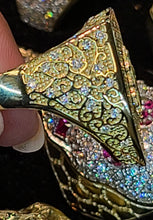 Load image into Gallery viewer, Yellow Gold Shield Shaped Ring with San Judith and CZs