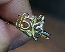 Load image into Gallery viewer, Yellow Gold 15 Birthday Ring with CZs