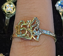 Load image into Gallery viewer, Yellow Gold 15 Birthday Ring with CZs