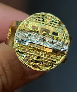 Yellow Gold Circular Ring with The Last Supper