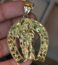 Load image into Gallery viewer, Yellow Gold Horseshoe Shaped Pendant with San Judas