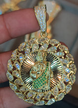 Load image into Gallery viewer, Yellow Gold Circular San Judas Pendant with CZs