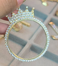 Load image into Gallery viewer, Yellow Gold Circular Pendant with Crown and CZs