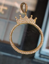 Load image into Gallery viewer, Yellow Gold Circular Pendant with Crown and CZs