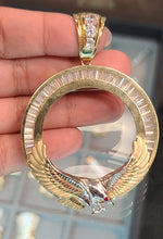 Load image into Gallery viewer, Yellow Gold Circular Pendant with Eagle and CZs