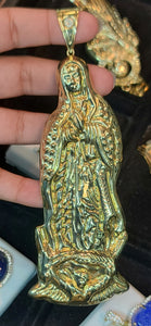 Large Yellow Gold Virgin De Guadalupe Pendant