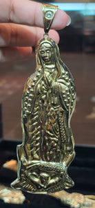 Large Yellow Gold Virgin De Guadalupe Pendant