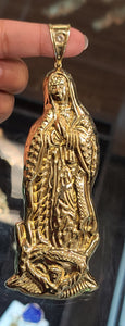Large Yellow Gold Virgin De Guadalupe Pendant