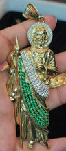 Load image into Gallery viewer, Yellow Gold St. Jude Pendant with White and Green CZs