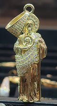 Load image into Gallery viewer, Small Yellow Gold St. Jude Pendant with White CZs