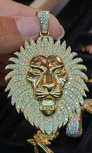 Load image into Gallery viewer, Yellow Gold Lion Pendant with CZs