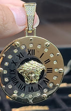 Load image into Gallery viewer, Yellow Gold Roman Numeral Clock with Medusa Face