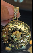 Load image into Gallery viewer, Yellow Gold Roman Numeral Clock with Medusa Face