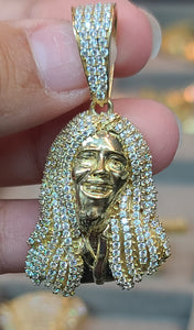 Yellow Gold Bob Marley Pendant with CZs