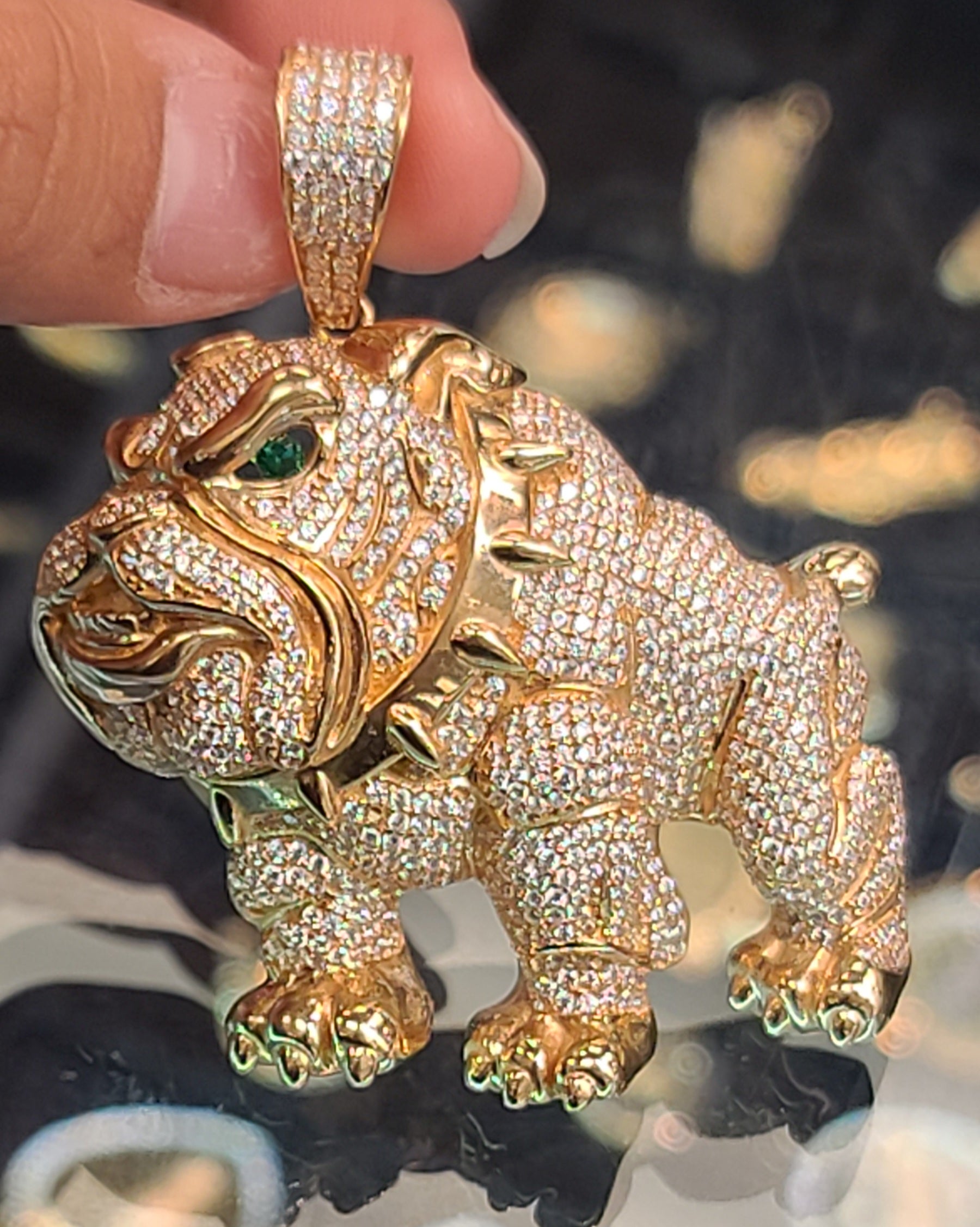 Rose Gold Bulldog Pendant with CZs