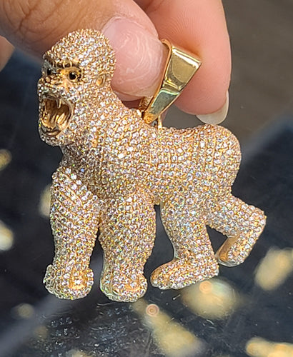 Rose Gold Gorilla Pendant with CZs