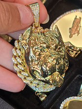 Load image into Gallery viewer, Yellow Gold Bulldog Face Pendant with CZs