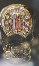 Load image into Gallery viewer, Yellow Gold Horseshoe Shaped Ring With Virgin De Guadalupe