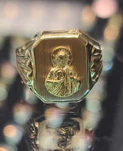 Yellow Gold Square Ring with St. Jude