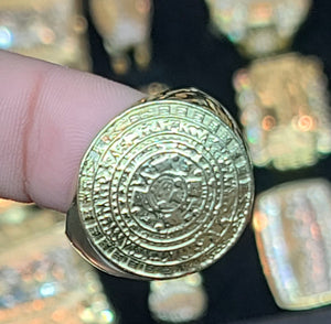 Yellow Gold Circular Ring With Greek Markings