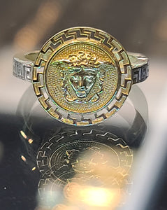 Yellow Gold Circular Ring With Medusa Face