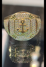Load image into Gallery viewer, Yellow Gold Square Ring with Anchor and CZs