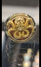 Load image into Gallery viewer, Yellow Gold Circular Ring With Octopus and CZs