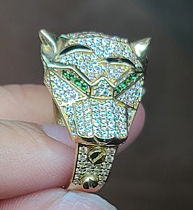 Yellow Gold Tiger Ring with CZs