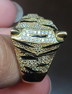 Yellow Gold Tiger Ring with CZs
